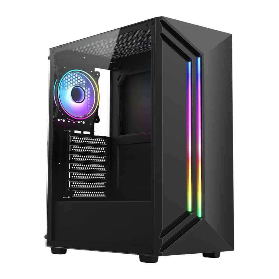 Vida Apollo Black Tempered Glass ATX PC Gaming Case